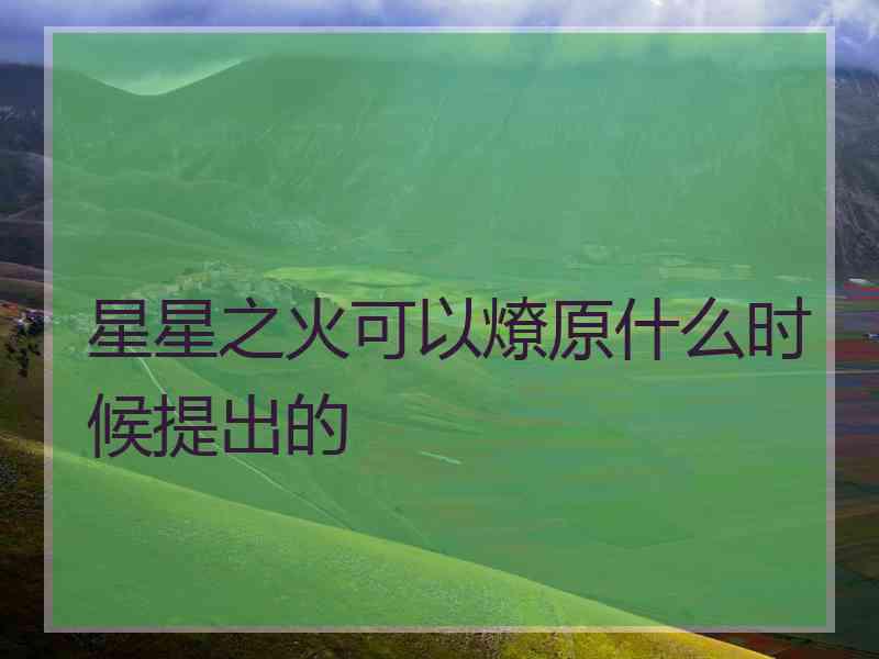 星星之火可以燎原什么时候提出的