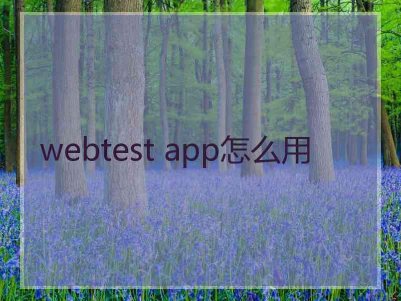 webtest app怎么用